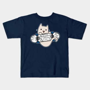 Cat and Skateboard Skateboarding Cat cherry skater Kids T-Shirt